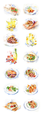 Food illustrations for Campus-cooking : watercolor illustrations #水彩# #小清新##美食插画#