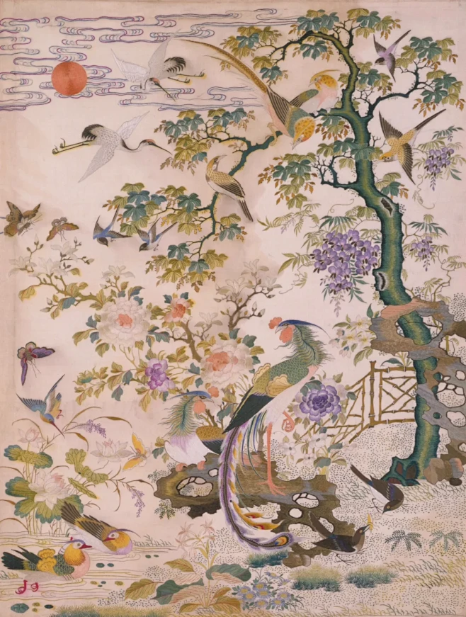 织绣分享｜故宫藏广绣丹凤朝阳与百家争鸣-花瓣网