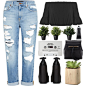 A fashion look from August 2015 featuring black crop top, boyfriend jeans and Jeffrey Campbell. Browse and shop related looks.