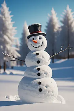 冰雪世界冬季雪人摄影图