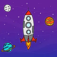 卡通火箭宇宙太空插画