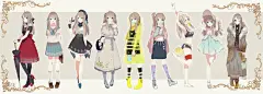 手绘 插画 线稿 手稿 黑白素材 少女 服装设计 P站 人物设计