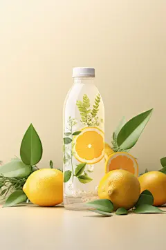 AI数字艺术饮料瓶包装样机模型