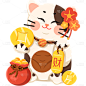 春节卡通角色元素贴纸-招财猫