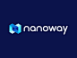 Nanoway - Logo Design Option 2 colors icon symbol logo way technology inventions future transport blue green gradient delivery app delivery nano identity brand