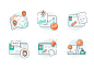 Teachable icons chat bill idea maps pencil dashboard paper branding illustration icons