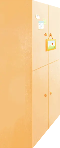 写实噪点宿舍人物场景插画-衣柜