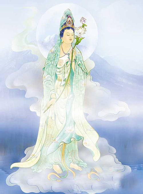 观音菩萨三十三化身 32,持莲观音(摩睺罗迦身) 手持一莲花,站或坐在