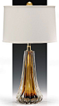 hand-blown clear and brown one-light Venetian glass lamp