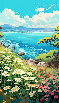 花卉清新糖果色24节气风景立春插画