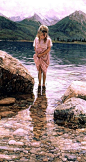  史蒂夫·汉克（Steve Hanks，1949-），美国现实主义水彩画家。他的作品以妇女和儿童为主，画出了生活的平淡，却又让你怦然心动，那是一种平和中的感动，激情中的平淡。背光是他的常用风格。利用色彩、水过滤事物令人出神入化。
