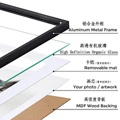 简约窄边铝合金画框装裱相框挂墙广告海报框A4k8开营业执照金属框