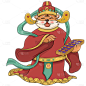 春节手绘喜庆动物财神老虎2