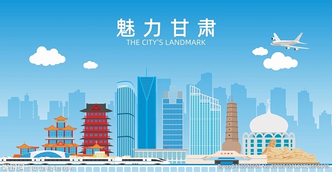 甘肃地标建筑剪影