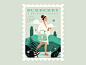 Burberry DK88 x Bagaholic Boy girl retro nature park stamp bag fashion texture vintage flat vector illustration
