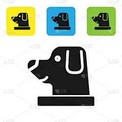狗,宇航员,分离着色,黑色,运动头盔,图标,肖像,技术,自然美