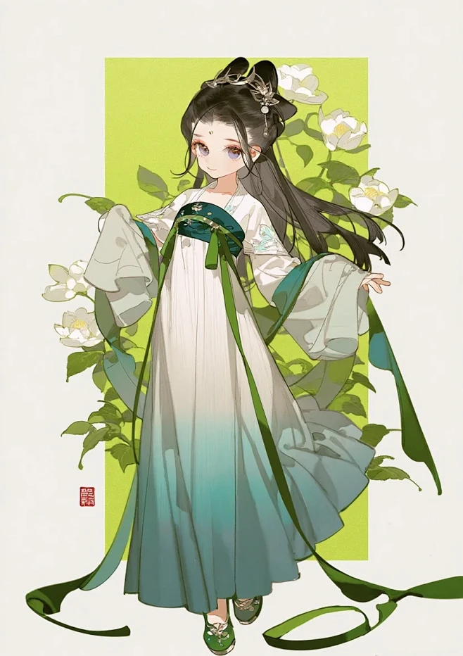 汉服 国风 古风 oc服设 ootd（绿） - 小红书-花瓣网