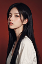  a 20 yo woman,long hair,dark theme, soothing tones, muted colors, high contrast, (natural skin texture, hyperrealism, soft light, sharp),red background,simple background, <lora:film:0.3>