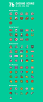 Icons : Once again, we are back with a set of 76 Casino Flat Icons. This awesome collection is guaranteed to provide massive value for your projects related to casino, poker, slot machines, sportsbetting or bingo and make them stand out from the crowd. Pe