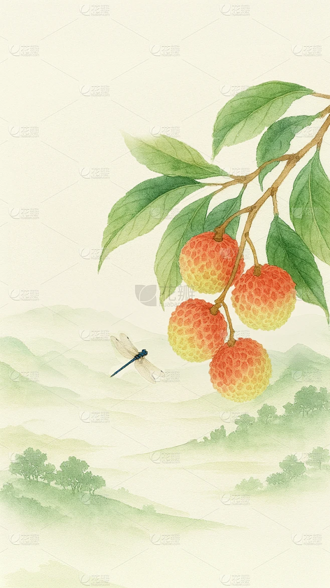 长安的荔枝国风水墨荔枝背景素材-花瓣网