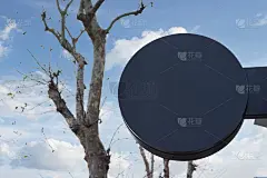 招牌模型和模板空框架为标志或文字外部街道广告城市店铺背景，现代扁平风格