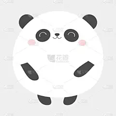 熊猫熊圆形图标。黑白相间。卡瓦伊动物。可爱的卡通人物。有趣的婴儿脸与眼睛，鼻子，耳朵。儿童打印。爱贺