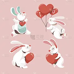 甜蜜的兔子集合为快乐的情人节活动