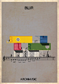 西班牙插画师 Federico Babina 的建筑插画新作品“ARCHIMUSIC”，将27首经典老歌转化成建筑，Babina 的这组作品从理性和感性两个层面探讨了音乐和建筑的紧密联系。（federicobabina.com）