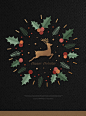 节日贺卡 剪纸驯鹿 创意花环 圣诞节海报设计PSD ti375a10320