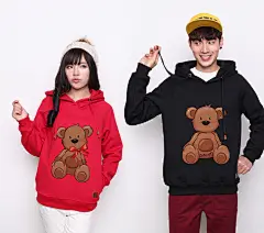 2015春装情侣装 卡通泰迪熊保暖套头情侣连帽卫衣 _情侣卫衣_情侣外套_世纪淘商城 shijitao.com -