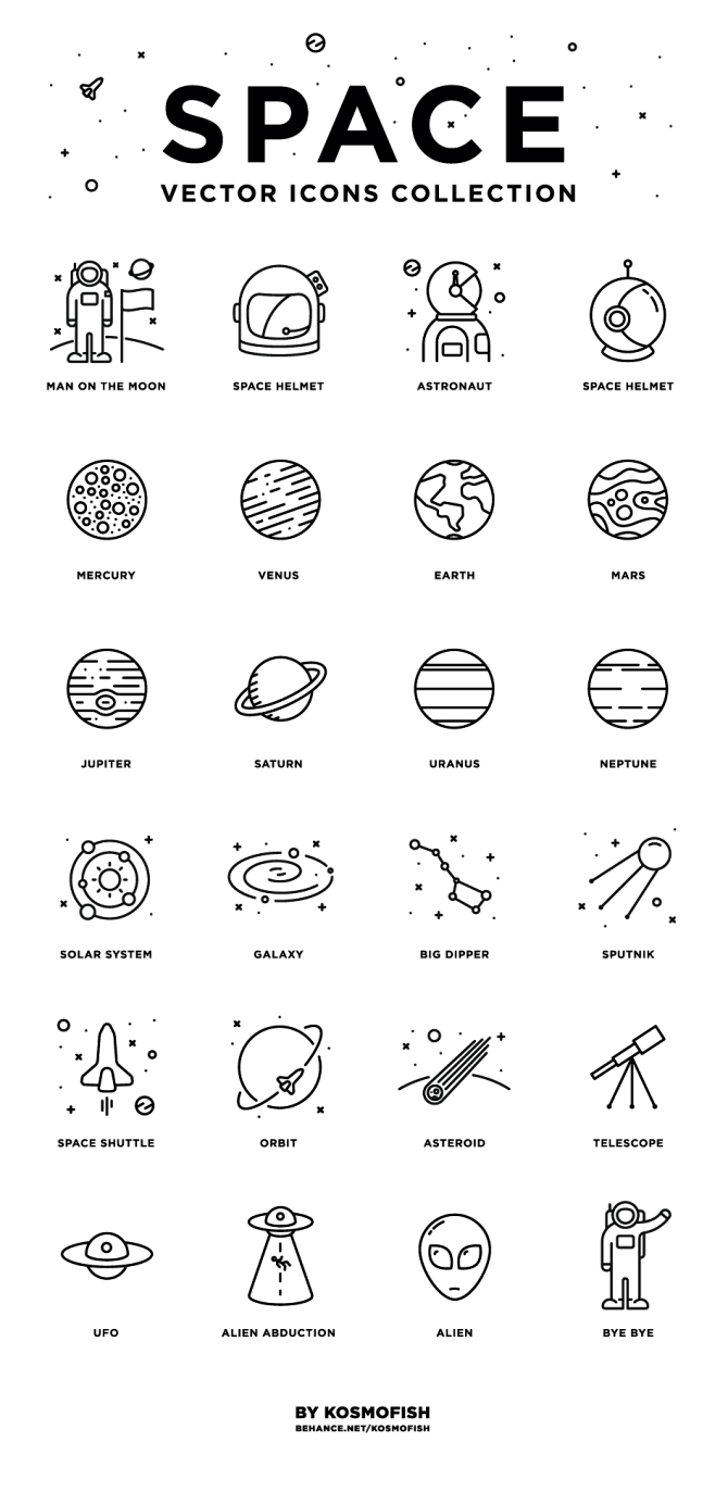 24枚太空图标，AI源文件