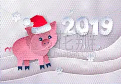 新年,折纸工艺,简单背景,圣诞帽,猪,动物,艺术品,节日,问候