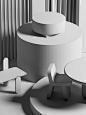 GEOMETRY : A personal exploration of a set design and product visualisation. The main subjects of these renders are furniture pieces manufactured by an Italian brand Cimento. Colorful palette and nice simple shapes of their products inspired me to such an