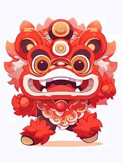红色狮子元素素材图片AI图