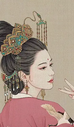 惊艳手绘插画：古风线条画出女子极致的美@千景绘