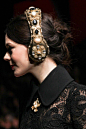 Headphones at Dolce & Gabbana Fall 2015: One part of the collection deviated from the theme and included jewelled headphones - likely to become a highly prized accessory of the young and rich next season.