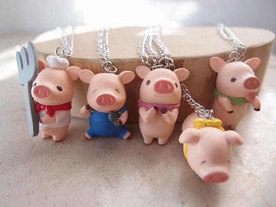 Cute pig Necklace : ...