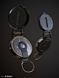 W. & L. E. Gurley lensatic compass, Will Petrosky : Modeled in 3ds Max and textured in Substance Painter<br/>-free time practice<br/>-background map by Emanuel Bowen