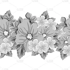 抽象无缝黑白图案的花。适合设计贺卡、请柬、生日问候、情人节、婚礼、聚会、庆典。