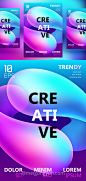 现代抽象液体渐变音乐节A4广告海报设计模板 Trendy Vector Fluid Gradient A4 :  