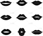 嘴唇,黑色,形状,图标集,魅力,自然,人,唇膏,浪漫,爱