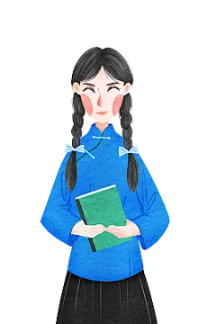 国潮风中国民国女学生服饰插画人物元素图片设计素材