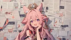 报纸墙 原神八重神子动漫电脑壁纸