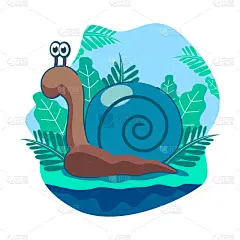 可爱的,蓝色,蜗牛,背景,野生动物,壁纸,草,动物,绘制,花