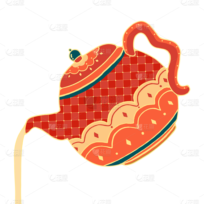 手绘风-圣诞节贴纸-茶壶