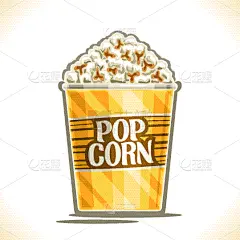 爆米花,黄色,纸板,充满的,小的,精神振作,清新,图像,影片