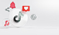 Tiktok acrylic glass logo and social media icons copy space 3d
