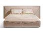 Nabuk double bed with upholstered headboard BASTIAN by Visionnaire