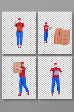 3D立体快递小哥C4D模型PNG免抠元素
