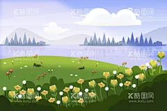 矢量春天背景  - 源文件下载【酷图网】矢量春天背景,春天风景壁纸,春天壁纸,绿色背景,大自然,清新,景色,自然季节,春季,四季,插图,卡通,风景地形,